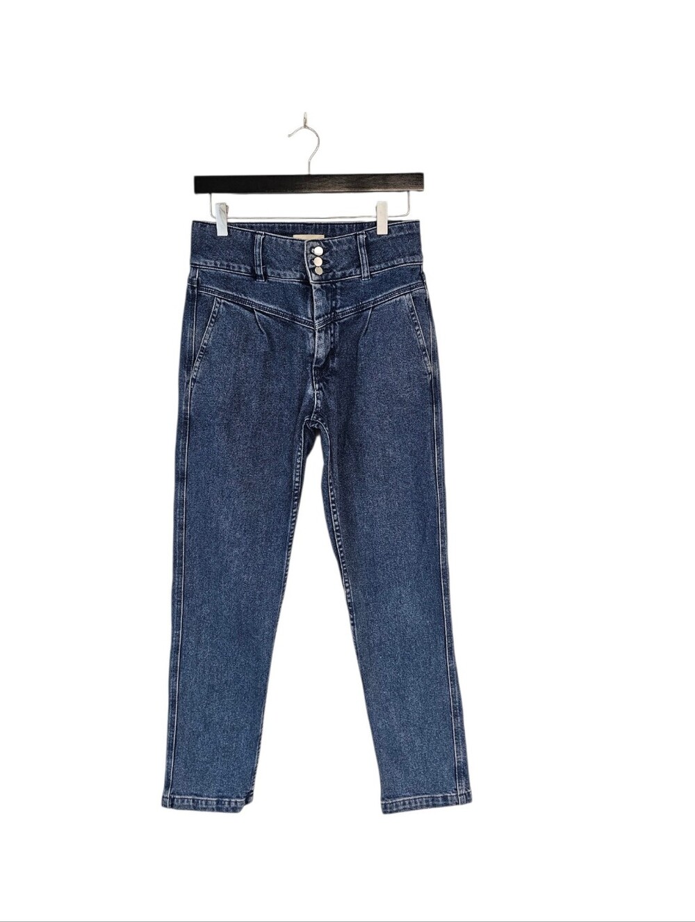 Sezane High Rise Straight Leg Blue Jeans 36 Preowned